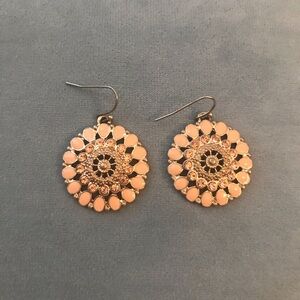 Francesca’s Collection Light Peachy Pink Earrings with Crystal Accents